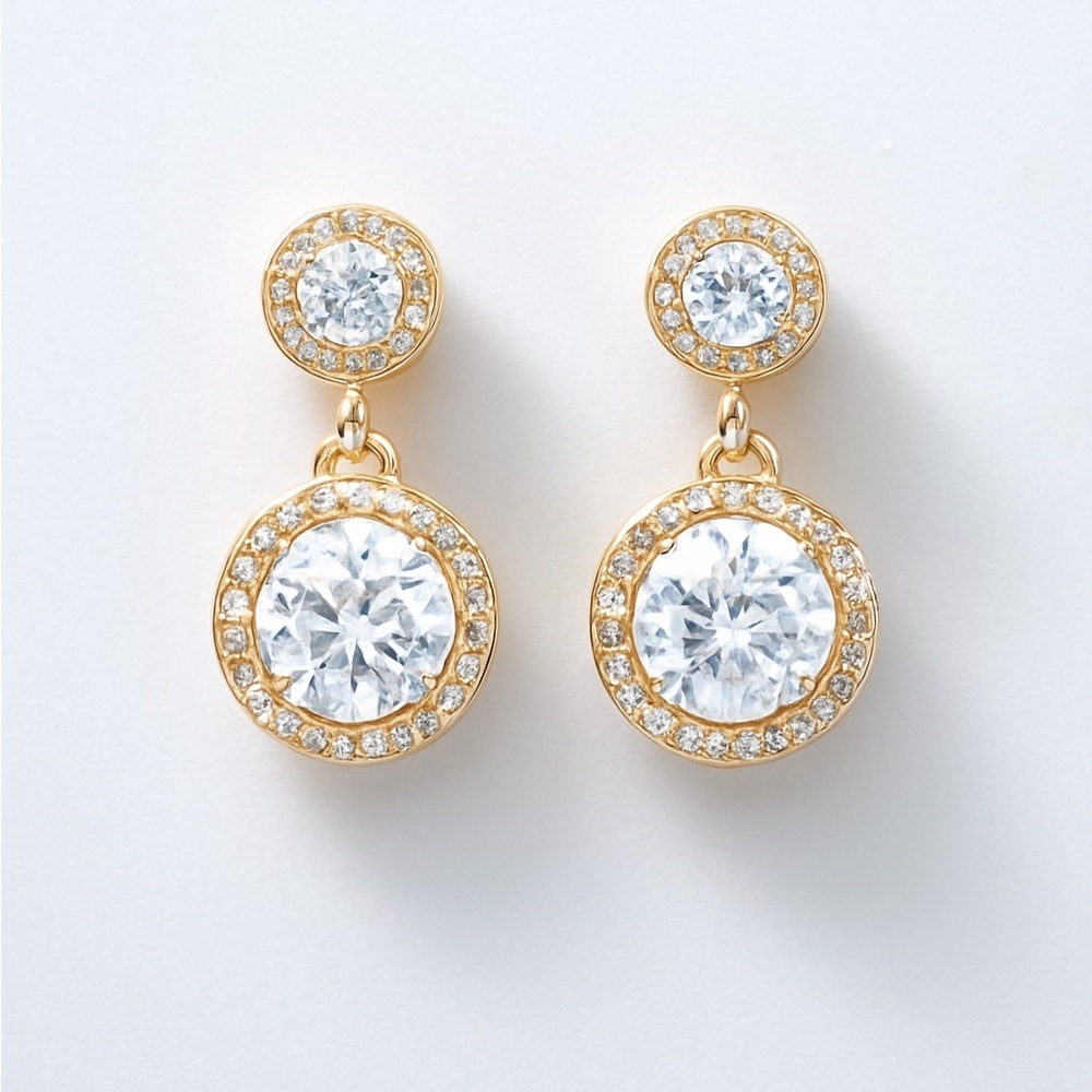 ⚜️💎 Classic Gold Earrings With Cubic Zirconia 💫